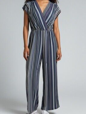 Striped Navy Wide Leg Jumpsuit